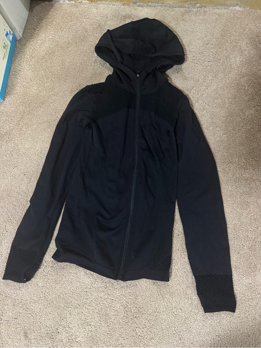 Fabletics black full zip hooded athletic jacket   XS